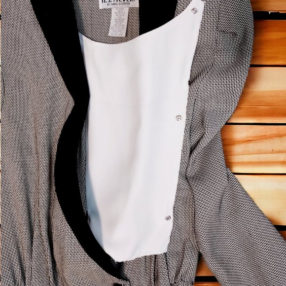 Vintage '80s R.J. Stevens by Carol Escritor Sz 12 Black/White Herringbone Dress - Picture 4 of 10